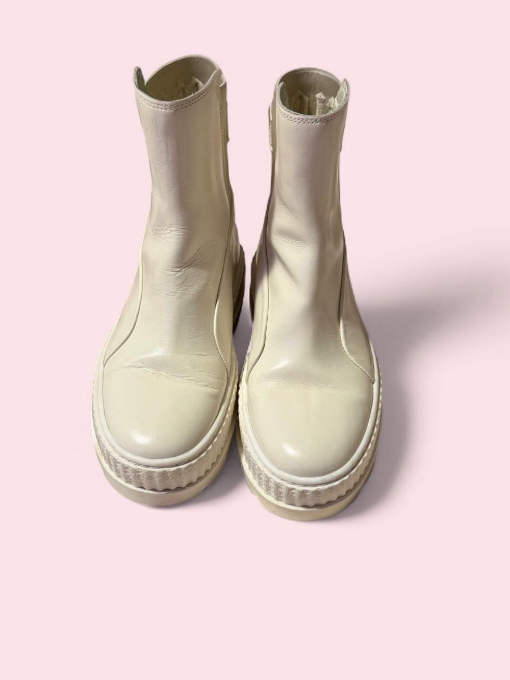 Puma Cream Platform Chelsea Ankle Boots